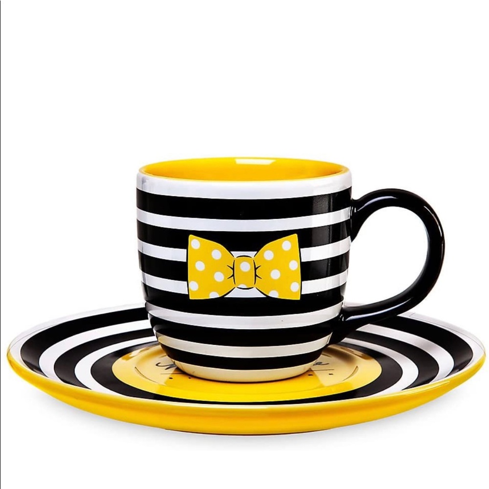 DISNEY STORE MINNIE MOUSE Signature MUG & SAUCER SET Coffee Tea CUP